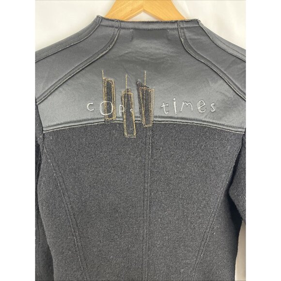 Cop Copine Boiled Wool Black Artsy Asymmetrical Jacket Womens Size XS - Picture 6 of 11